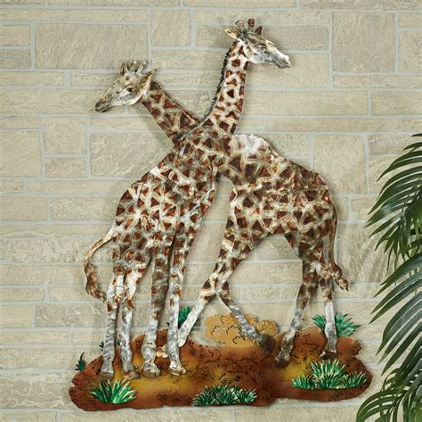 outdoor metal giraffe wall art